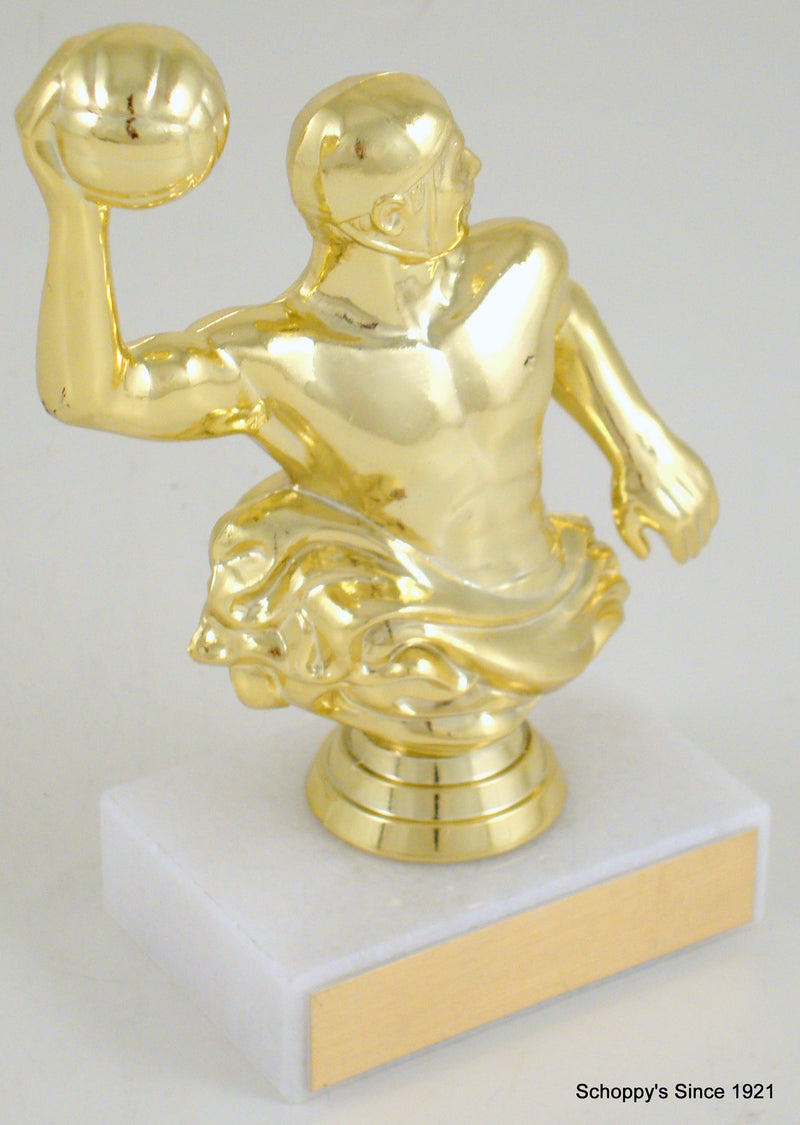 Water Polo Player Trophy On Flat White Marble-Trophy-Schoppy&