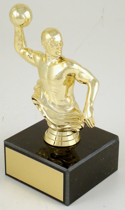 Water Polo Player Trophy On Flat Black Marble-Trophy-Schoppy's Since 1921