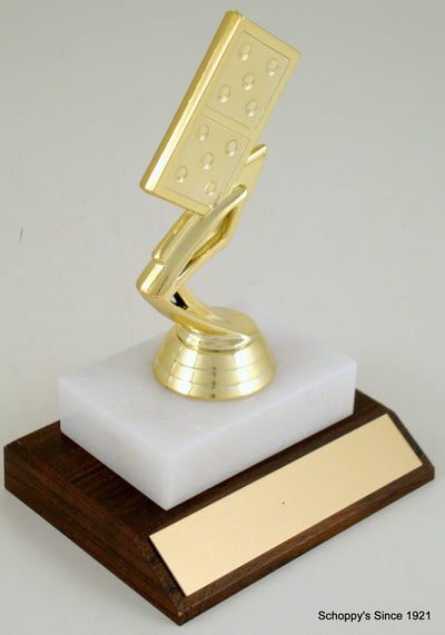 Domino Piece Trophy On Wood And Marble Base-Trophy-Schoppy's Since 1921