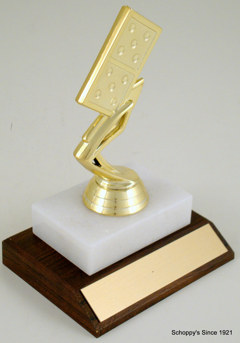 Domino Piece Trophy On Wood And Marble Base-Trophy-Schoppy&