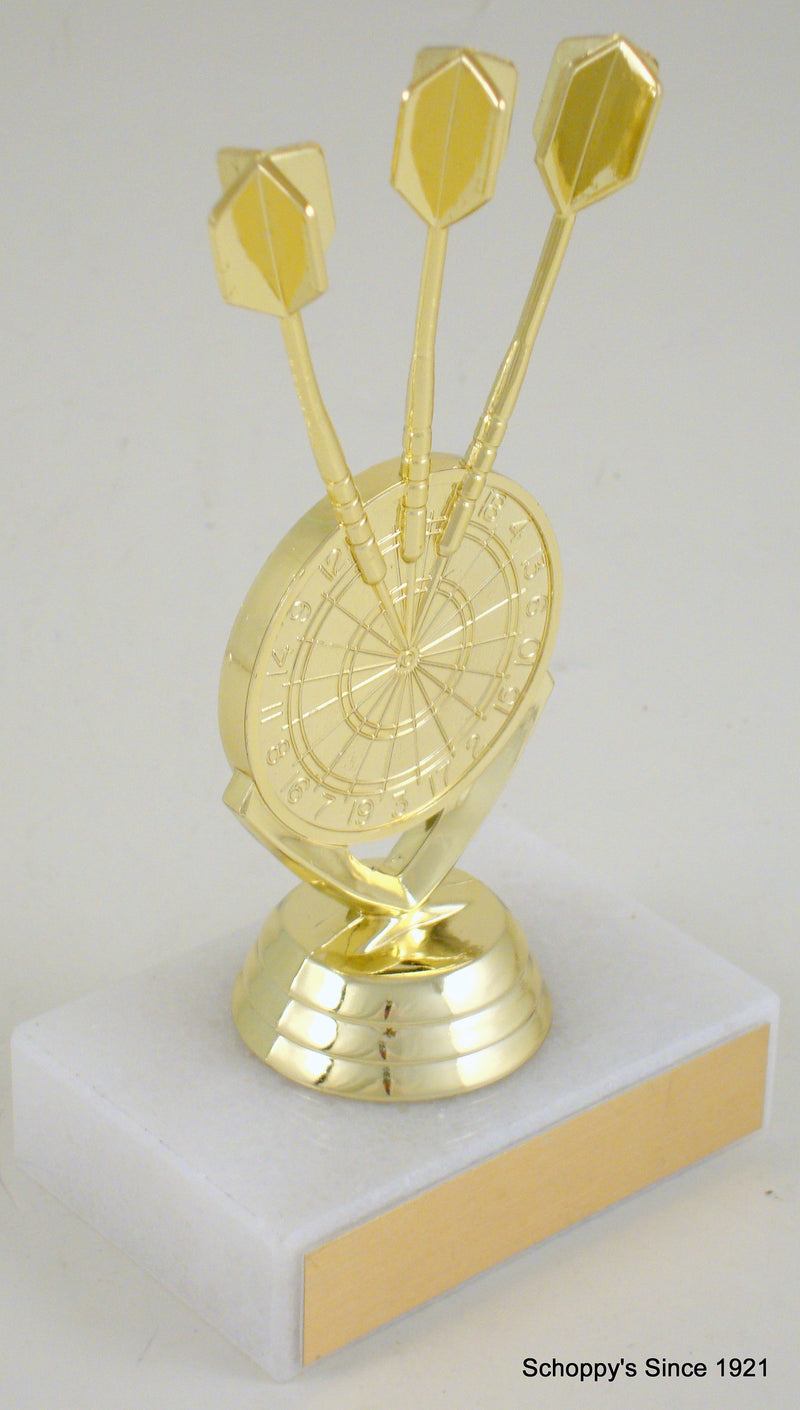 Darts Triple Bullseye Trophy On Flat White Marble-Trophy-Schoppy&