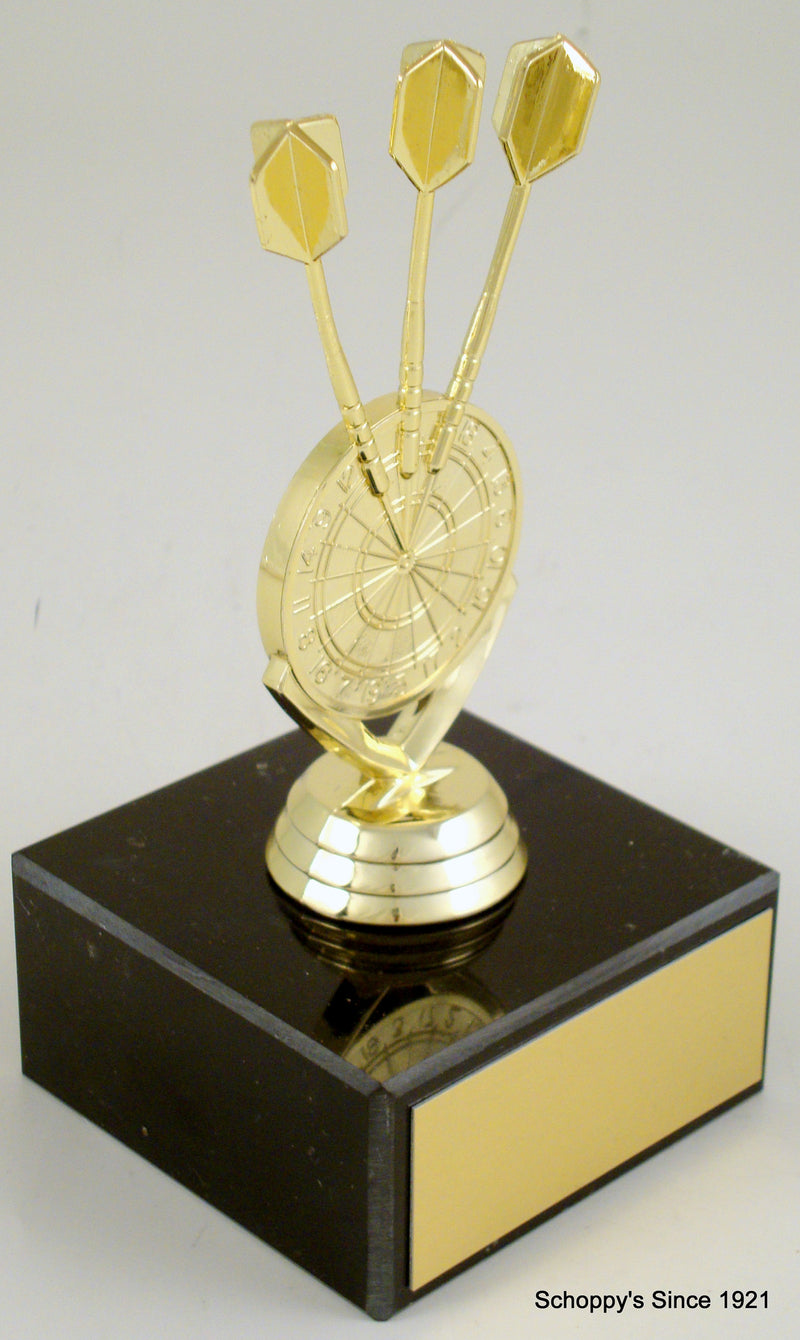 Darts Triple Bullseye Trophy On Flat Black Marble-Trophy-Schoppy&