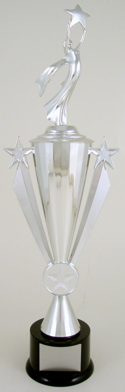 Silver Victory Star Trophy On Black Round Base-Trophy-Schoppy's Since 1921