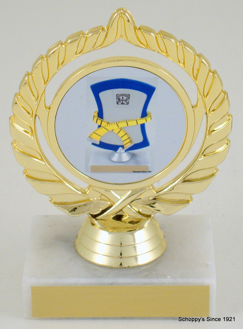 Weight Loss Trophy Medal On White Marble Base-Trophy-Schoppy&