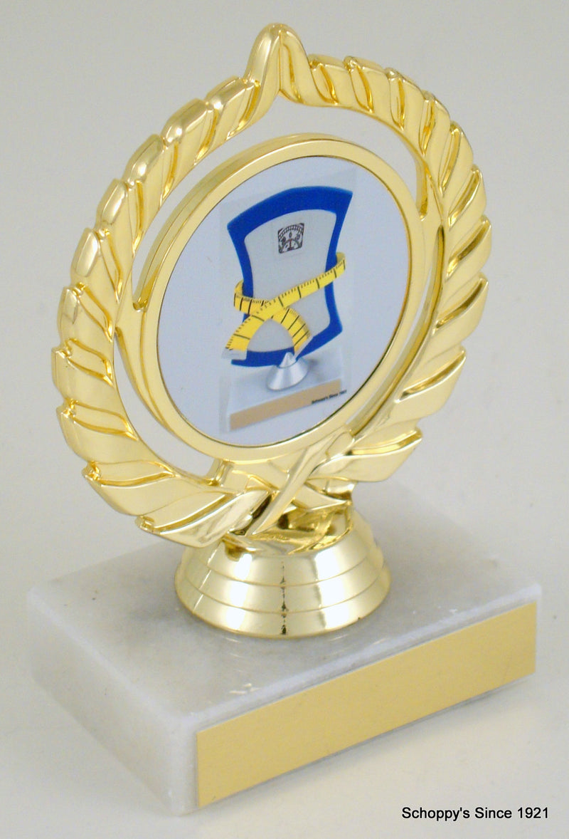Weight Loss Trophy Medal On White Marble Base-Trophy-Schoppy&