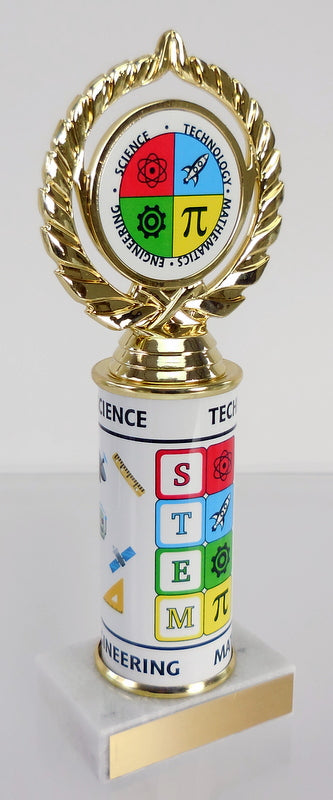 STEM Logo Trophy With Metal Roll Column On Marble-Trophy-Schoppy&