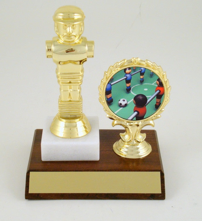 Foosball with Logo Holder on Slant Front Wood Base-Trophy-Schoppy&