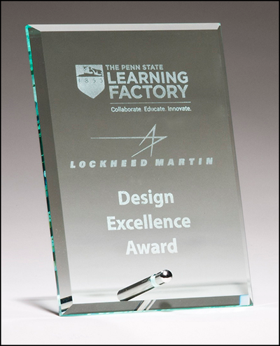 Clear Glass Award With a Silver Plated Easel Post-Glass & Crystal Award-Schoppy's Since 1921
