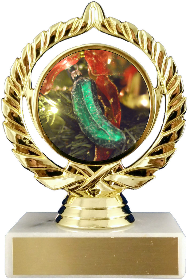 Christmas Pickle Logo Trophy On Flat White Marble-Trophy-Schoppy&
