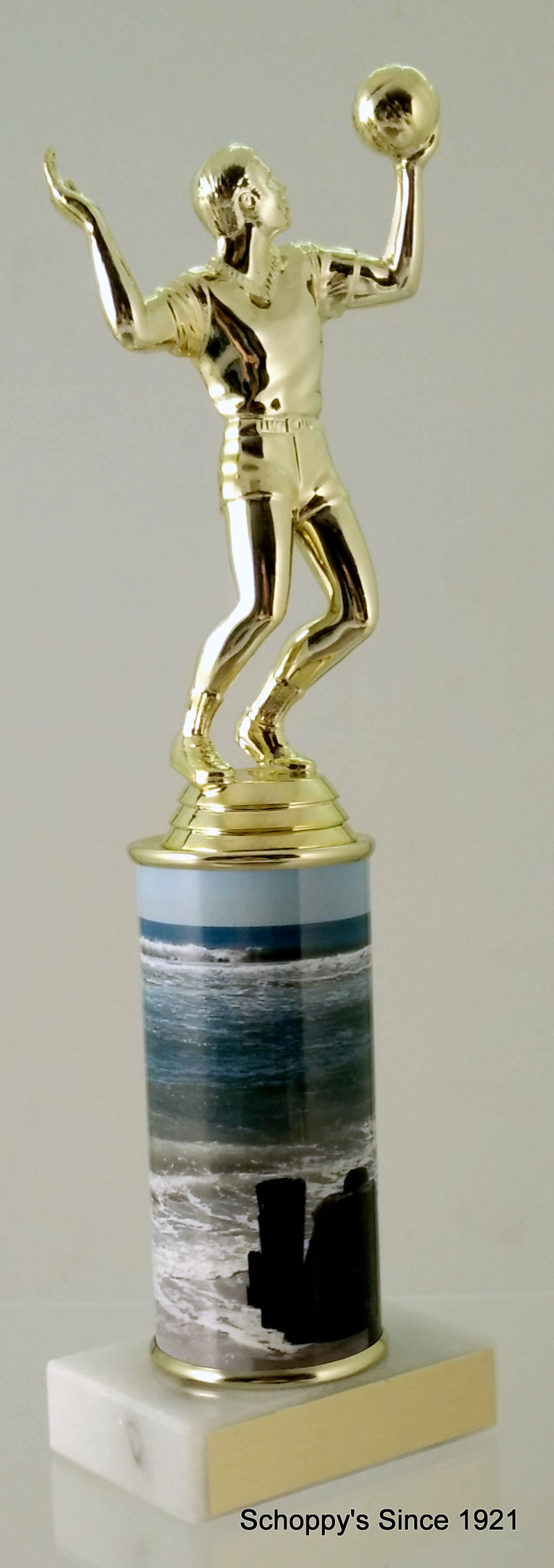 Volleyball Trophy With Beach Metal Column On Marble-Trophy-Schoppy&