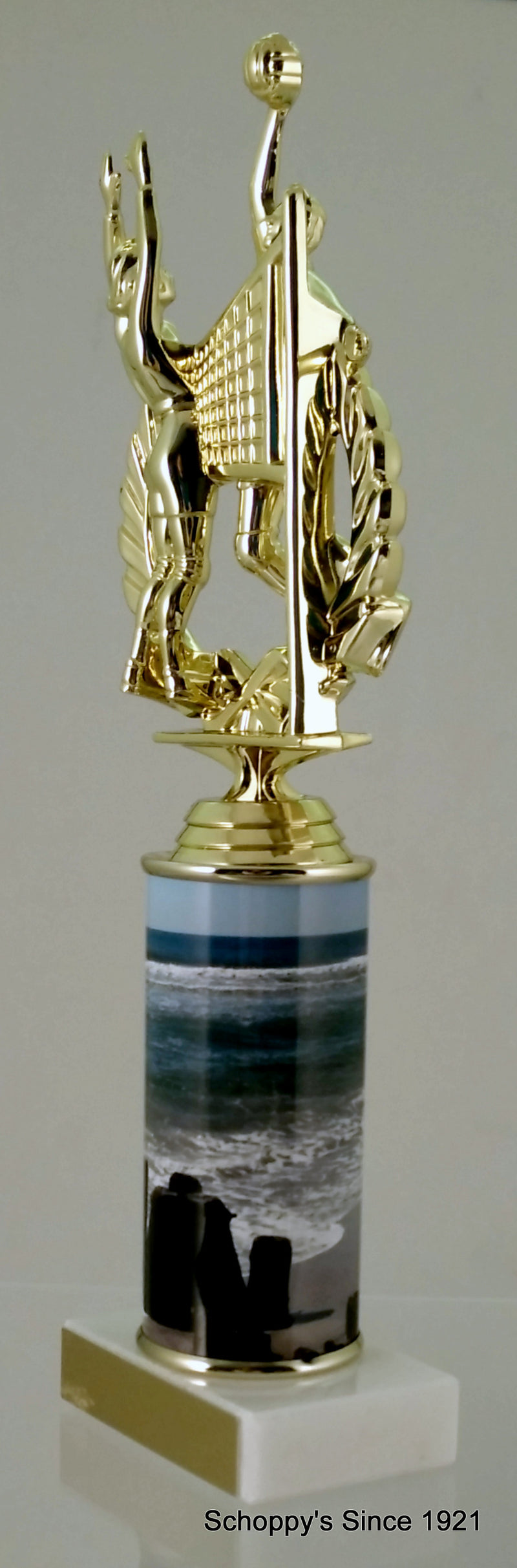 Volleyball Wreath Trophy With Beach Metal Column On Marble-Trophy-Schoppy&