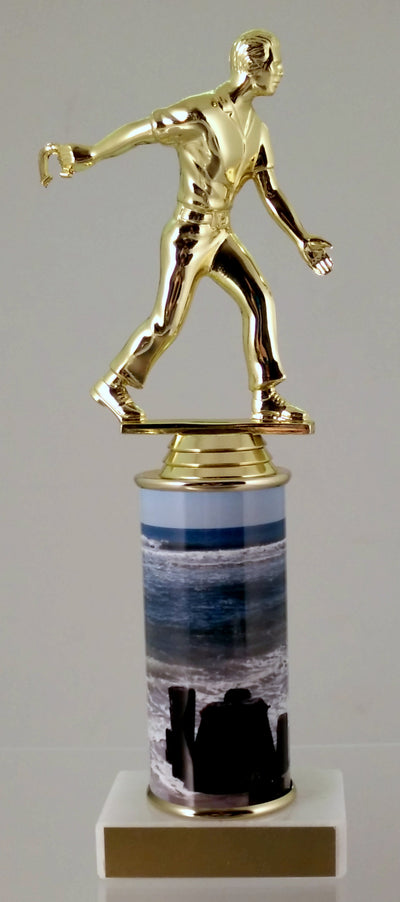 Horseshoes Trophy With Beach Metal Column On Marble-Trophy-Schoppy's Since 1921