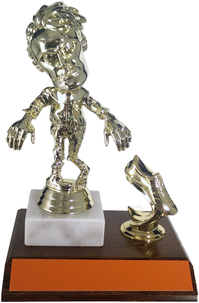 Walking Zombie Halloween Trophy With Foot On Flat Marble And Wood-Trophy-Schoppy's Since 1921