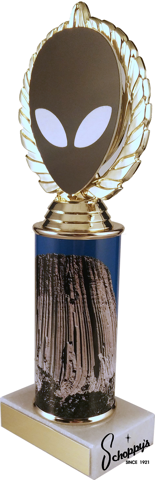 Alien Vector Cut Logo Trophy With Metal Roll Column On Marble-Trophy-Schoppy&