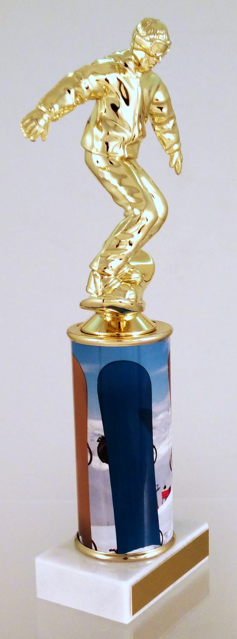 Snowboarder Figure Trophy With Custom Rolled Column-Trophy-Schoppy&