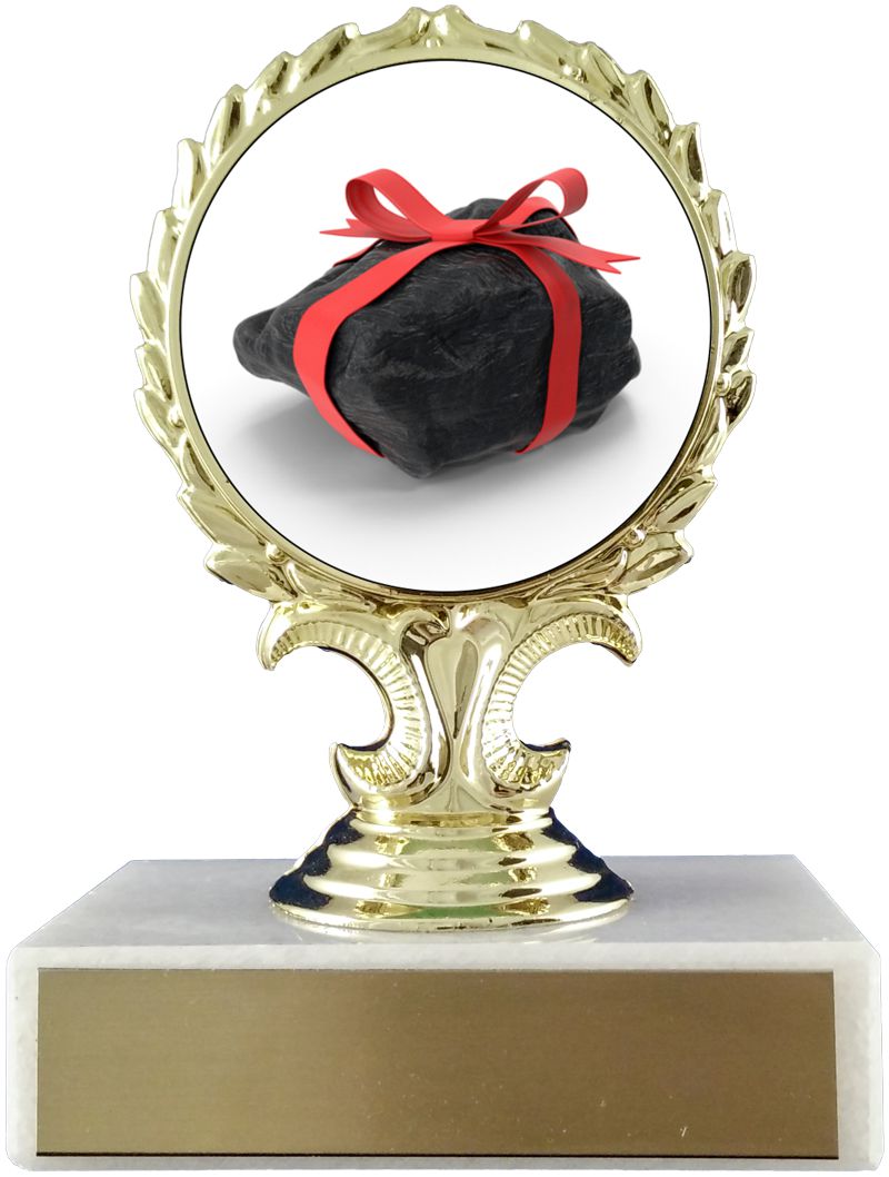 Lump of Coal Logo Trophy On Flat White Marble-Trophy-Schoppy&