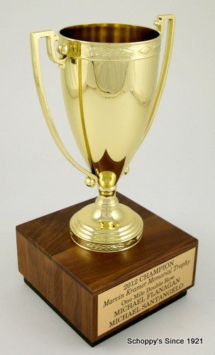 Metal Trophy Cup on Walnut Base-Trophies-Schoppy&