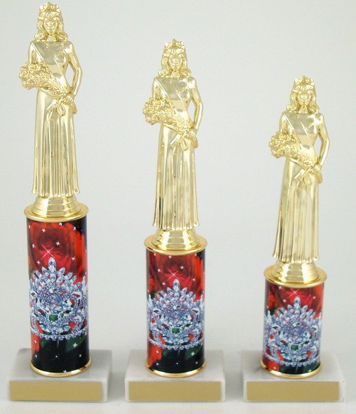Schoppy Pageants Full Color Metal Column Trophy Set-Trophies-Schoppy&