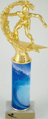 Surfing Trophy with Custom Round Column-Trophies-Schoppy's Since 1921
