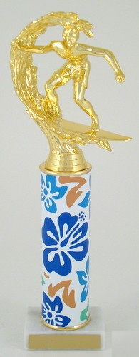 Hawaiian Flower Trophy with Original Metal Roll Column-Trophies-Schoppy's Since 1921