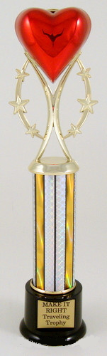 Heart Trophy on Six-Star Riser, Column, and Black Round Base-Trophies-Schoppy's Since 1921