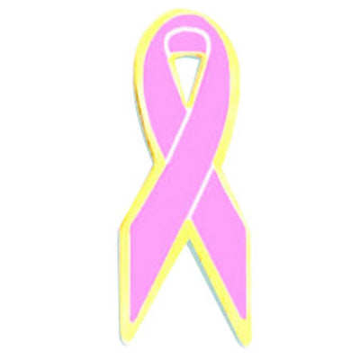 Pink Awareness Ribbon Gold Trim Lapel Pin-Pin-Schoppy's Since 1921