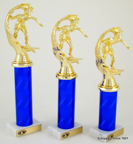 Pipeline Blue Spinning Surfer Trophy-Trophies-Schoppy&