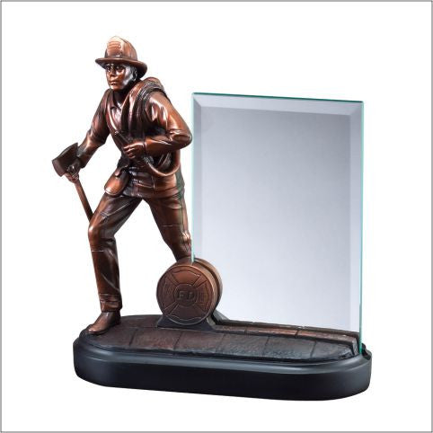 Fireman Resin with Glass Engraving Plane-Trophies-Schoppy&