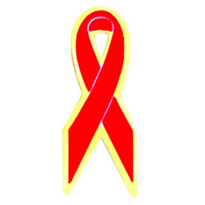 Red Awareness Ribbon Gold Trim Lapel Pin-Pin-Schoppy's Since 1921