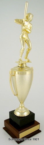 Softball Cup Trophy on Black Marble and Wood Base-Trophies-Schoppy&