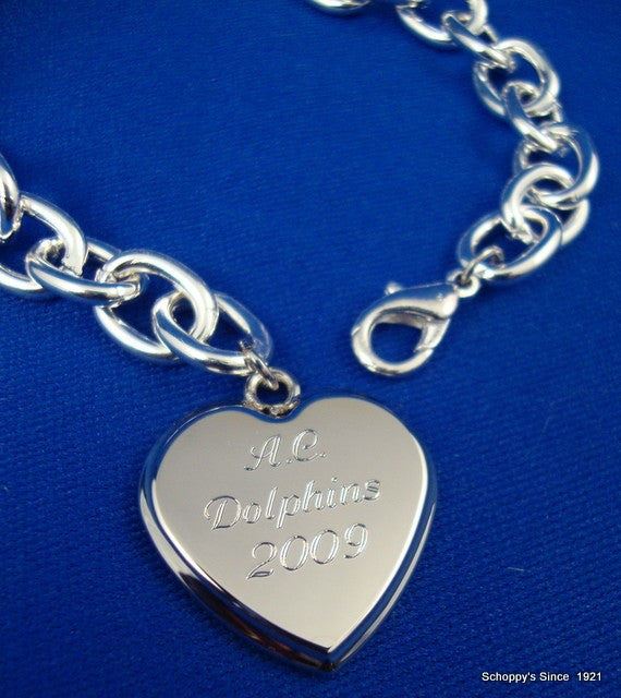 Silver Plated Bracelet with Heart Pendant-Jewelry-Schoppy&