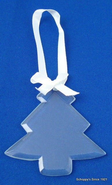 Tree Shaped Glass Ornament w/ White Ribbon-Gift-Schoppy&
