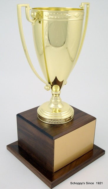Trophy Cup - Large Gold Metal on Walnut Base-Trophies-Schoppy&