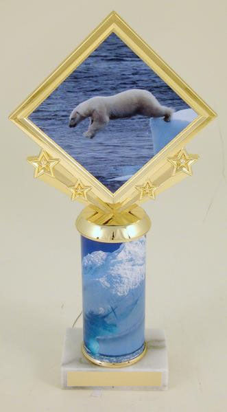 Polar Bear Custom Diamond Trophy With Rolled Metal Column-Trophy-Schoppy's Since 1921