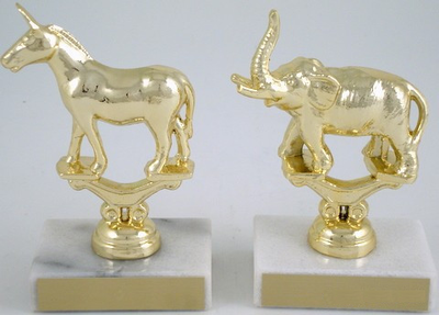 Metal Political Animal Figure Trophy On White Marble-Trophies-Schoppy's Since 1921