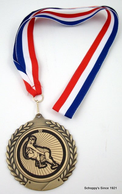 Wrestler Medal Red White Blue Ribbon-Medals-Schoppy&