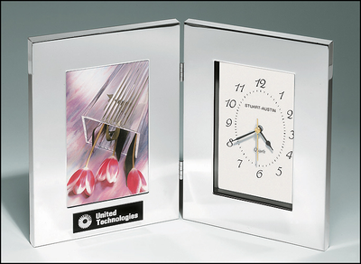 Polished Silver Aluminum Clock with Custom Engraving Plate Color-Frame-Schoppy's Since 1921