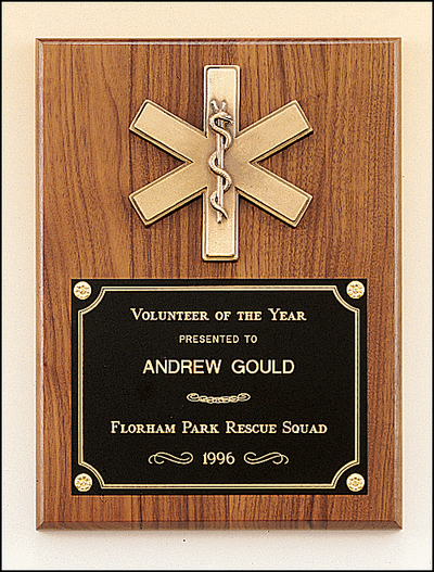 Walnut Plaque with Star of Life-Plaque-Schoppy's Since 1921