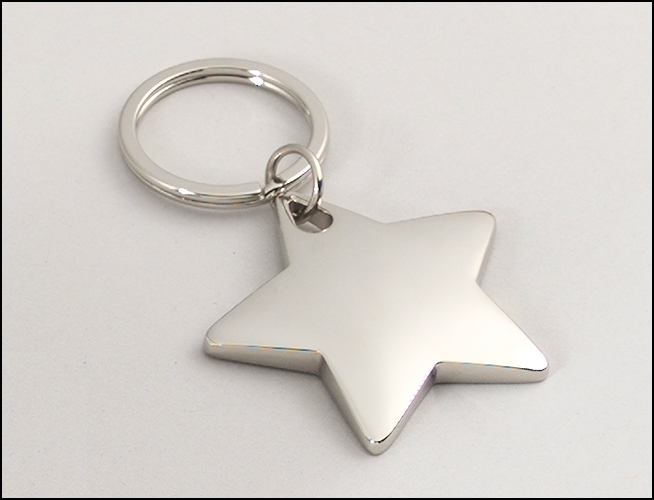 Polished Star-Shaped Silver Keyring-Key Chain-Schoppy&