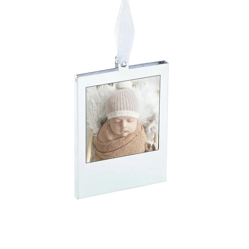 Hanging Ornament Frame - Holds 2 x 2 Photo - Engraved below