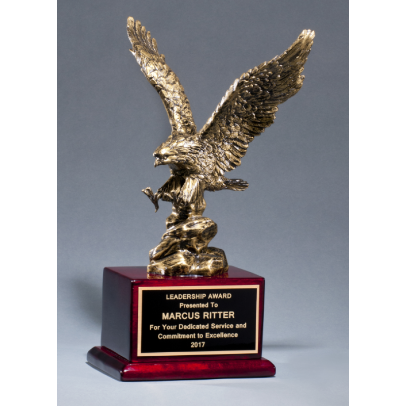 Antique Bronze Eagle Resin Cast on Rosewood Base