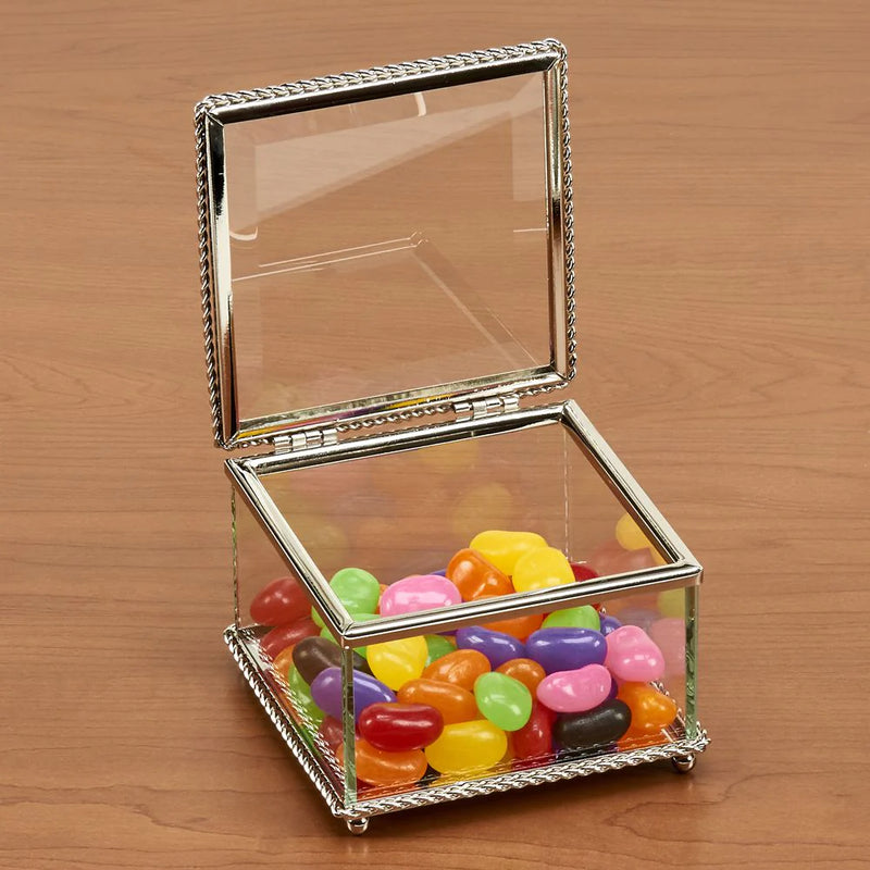 Glass Box with Hinged Top 3.25" Square