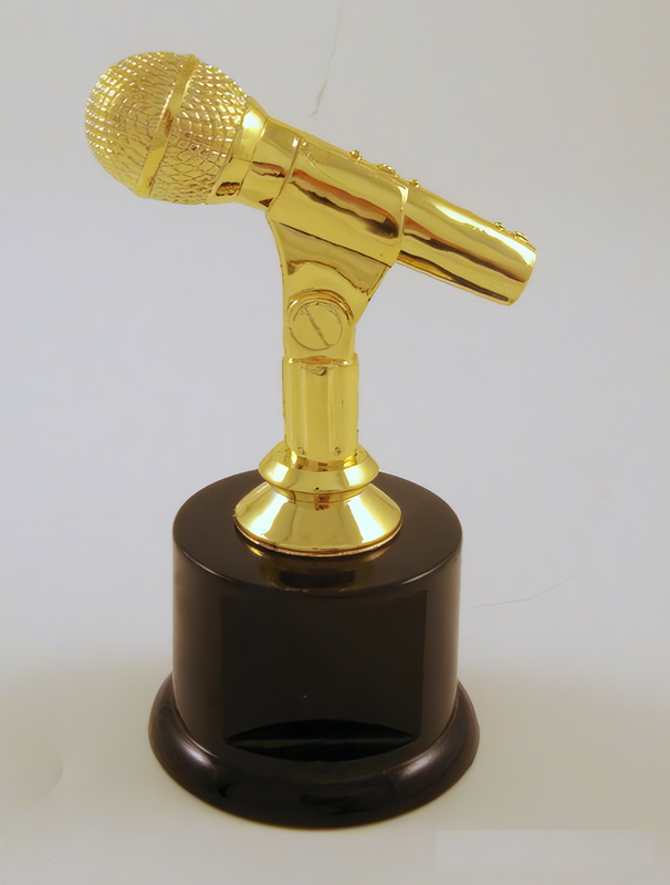 Microphone Trophy on Black Round Base