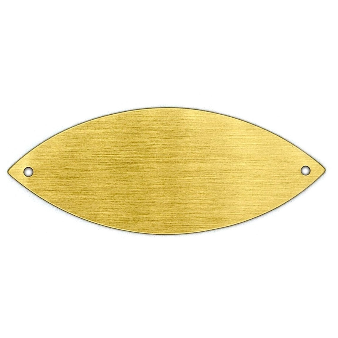 A Standard Brass Leaf used for engraving. It has a brass finish and a natural tree leaf shape, designed to be mounted on a plaque or donor tree with two small mounting holes