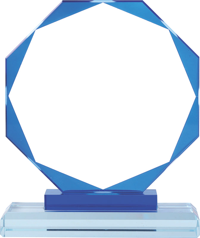 Blue Trim Crystal Octagon