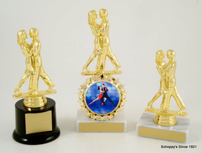 Couples Modern Dance Trophy on Black Round Base-Trophies-Schoppy&