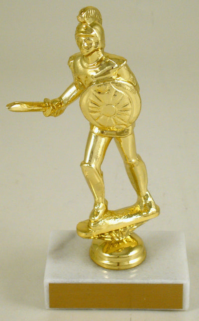 Trojan Figure On White Marble Base-Trophy-Schoppy's Since 1921