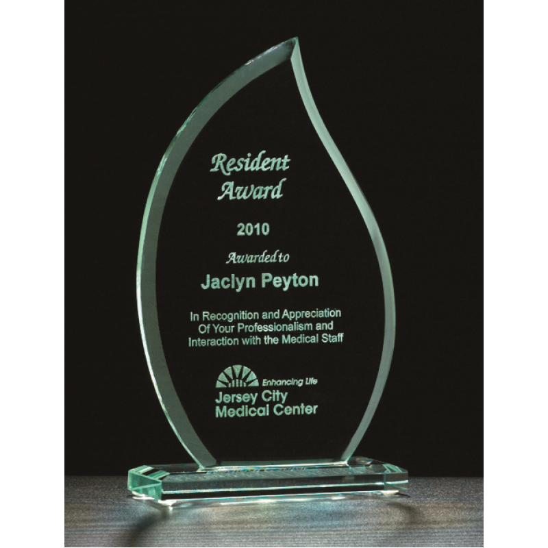 Flame Series Glass Award - Jade