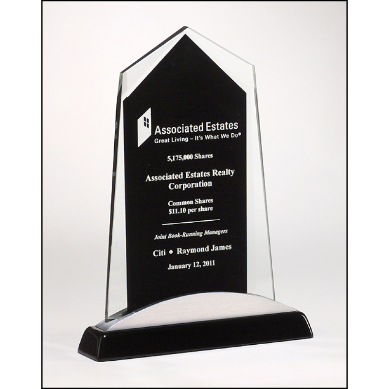 Apex Black Glass Award - Silver Accent