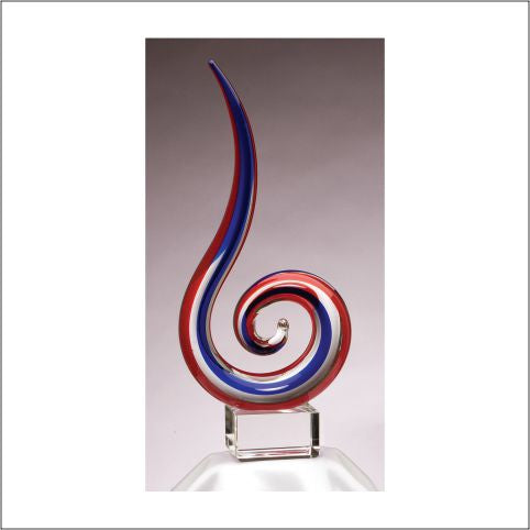 Art Glass Red White and Blue 14.25" tall
